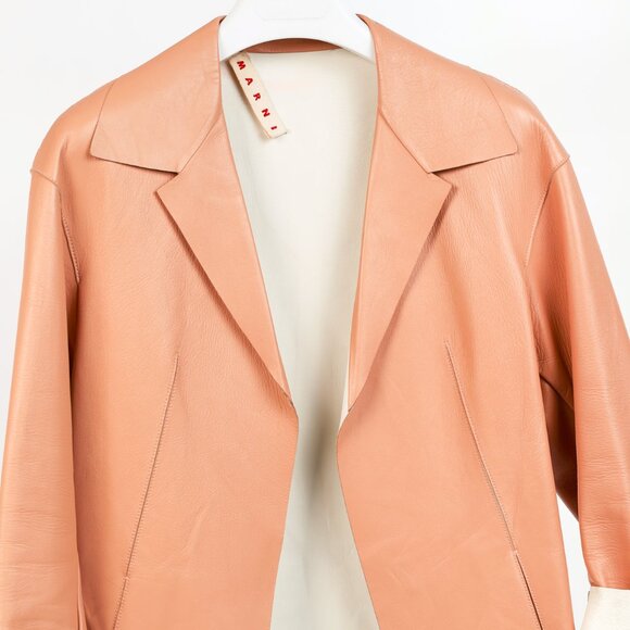 Marni R/15 Peach Leather Tulip-Print Jacket - Picture 4 of 12